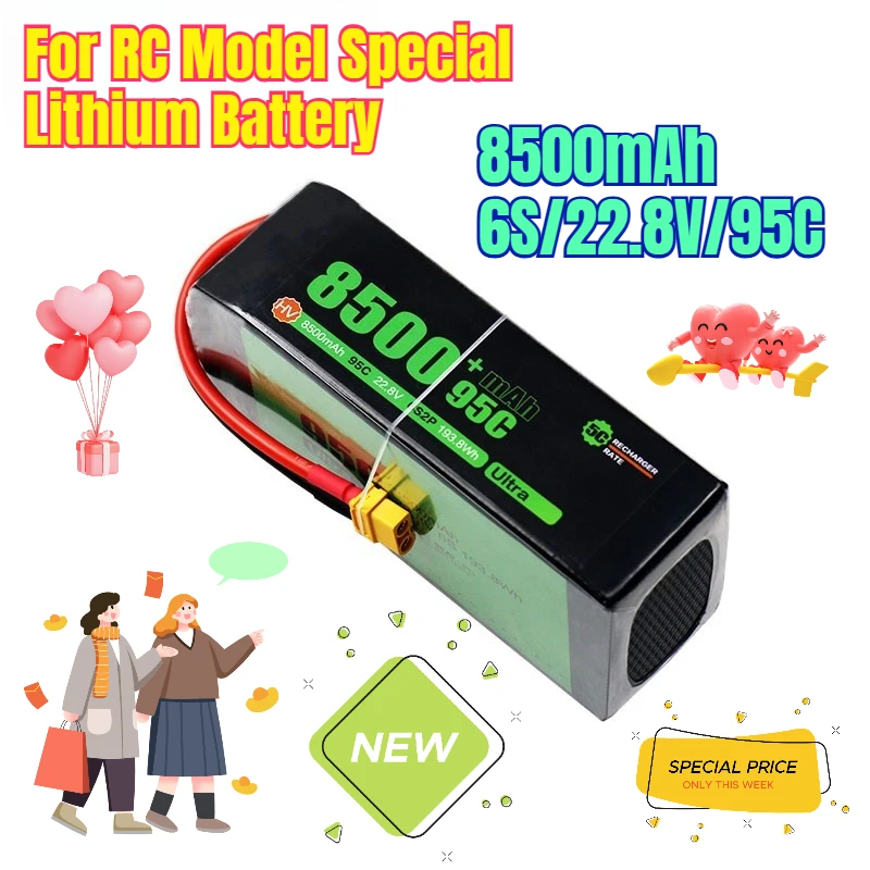 

8500mAh 6S/22.8V/95C Rechargeable Batteries for RC Model Special Lithium Battery