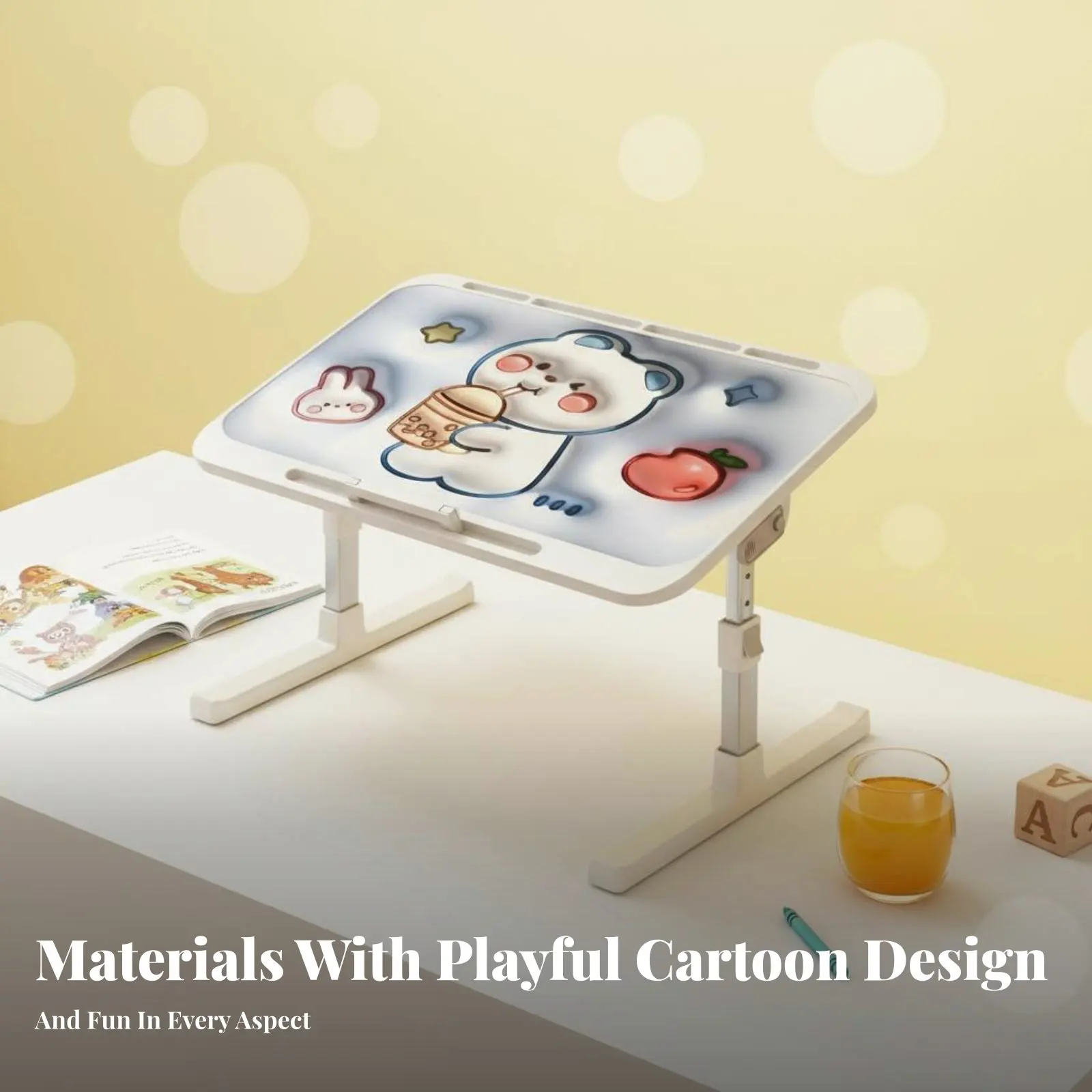 折りたたみ式学習テーブル-高さ調節可能-子供用家具-内蔵ブックスタンド-軽量で親に便利