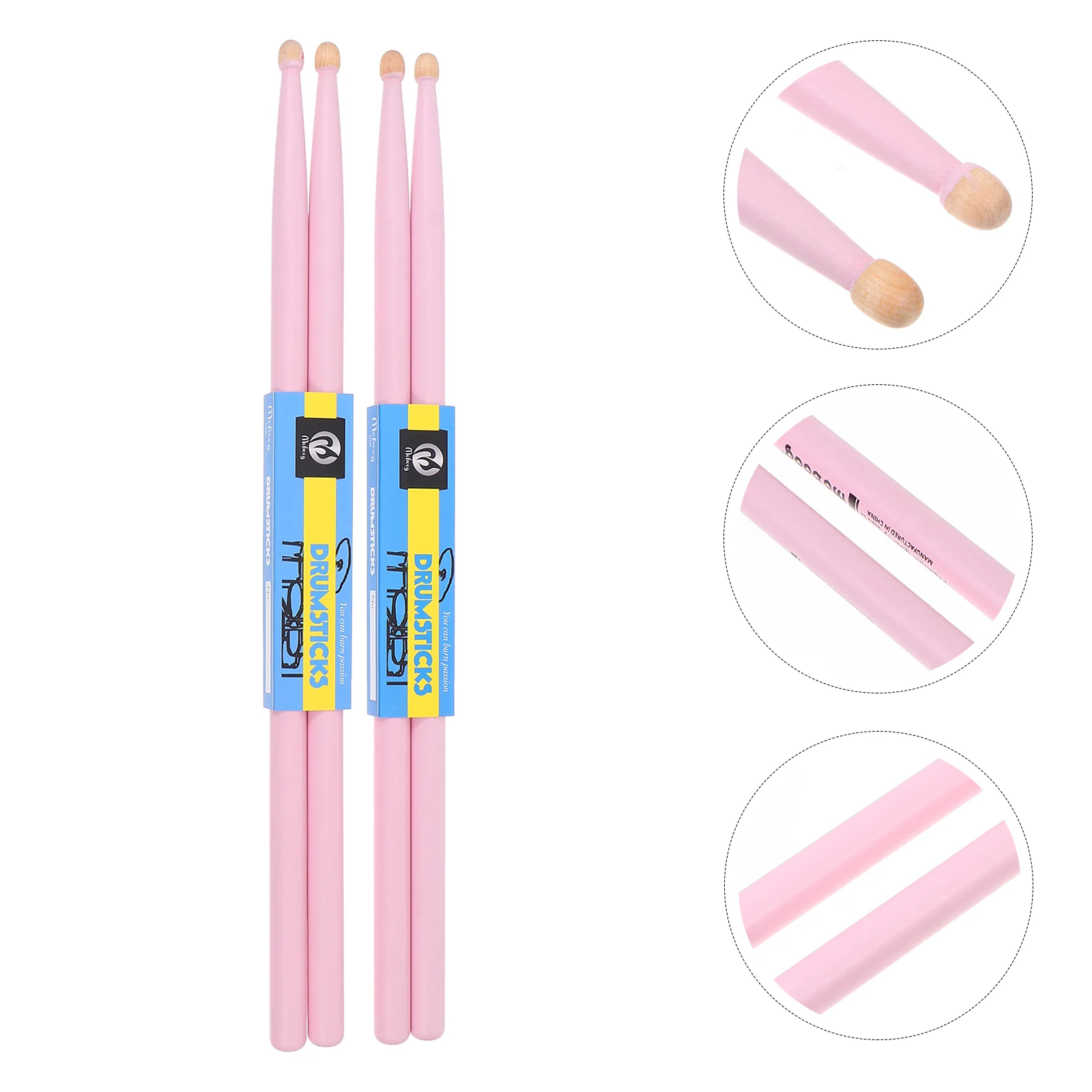 

2 Pairs Maple Sticks Instruments Drum Accessories Percussion Tool Girl Student Use