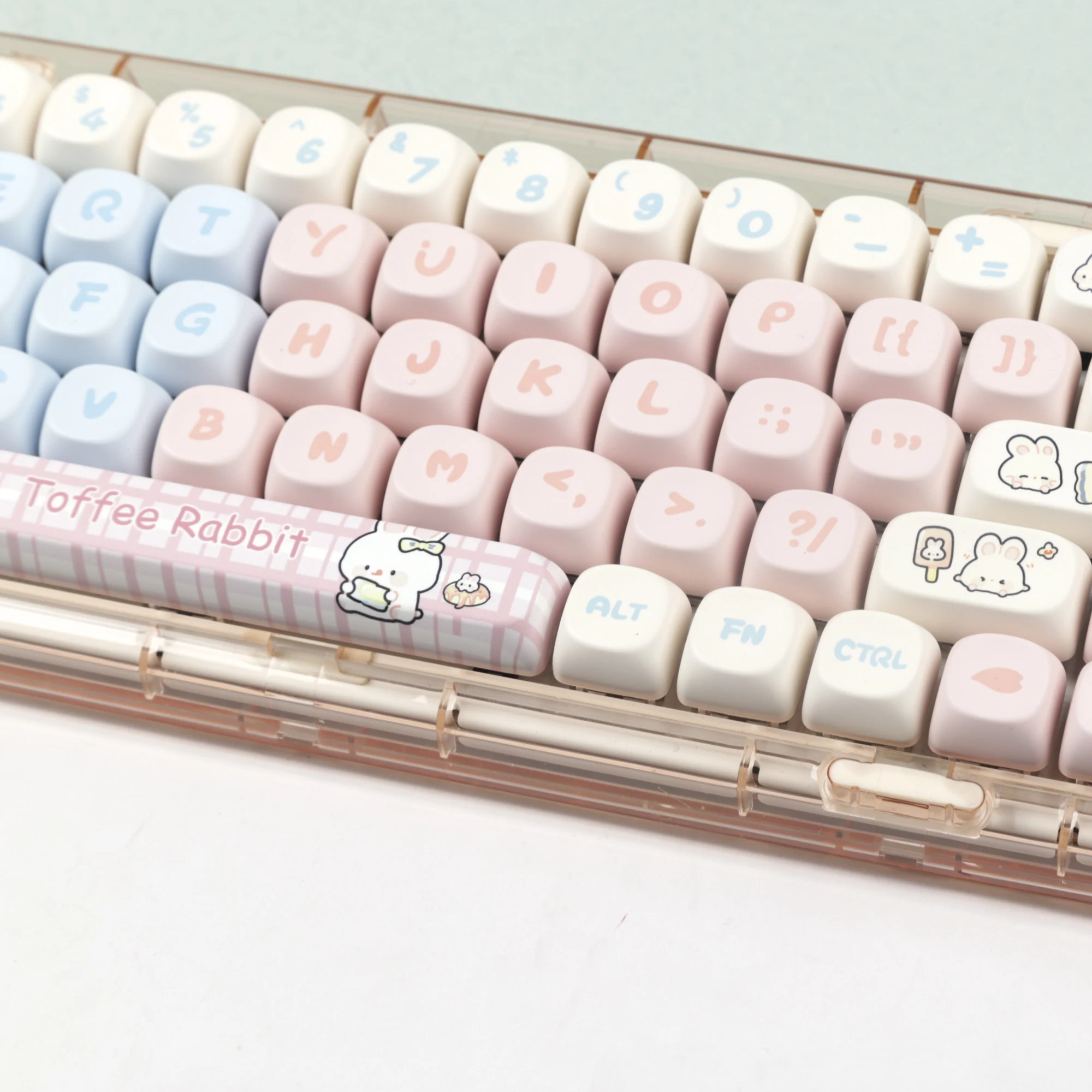 Toffee-Capuchons de clavier à sublimation PBT pour filles, profil MOA, rose, clavier mécanique de bureau, personnalisation de jeu prédire