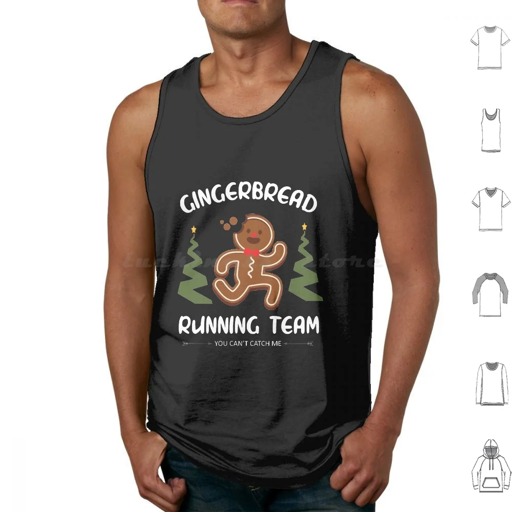 Gingerbread Running Team Tank Tops Print Cotton Gingerbread Running Team Xmas Christmas