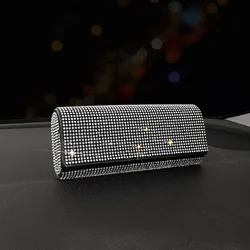 Caja de gafas de sol de cuero para mujer, accesorios femeninos, soporte de almacenamiento portátil, organizador de vidrio brillante