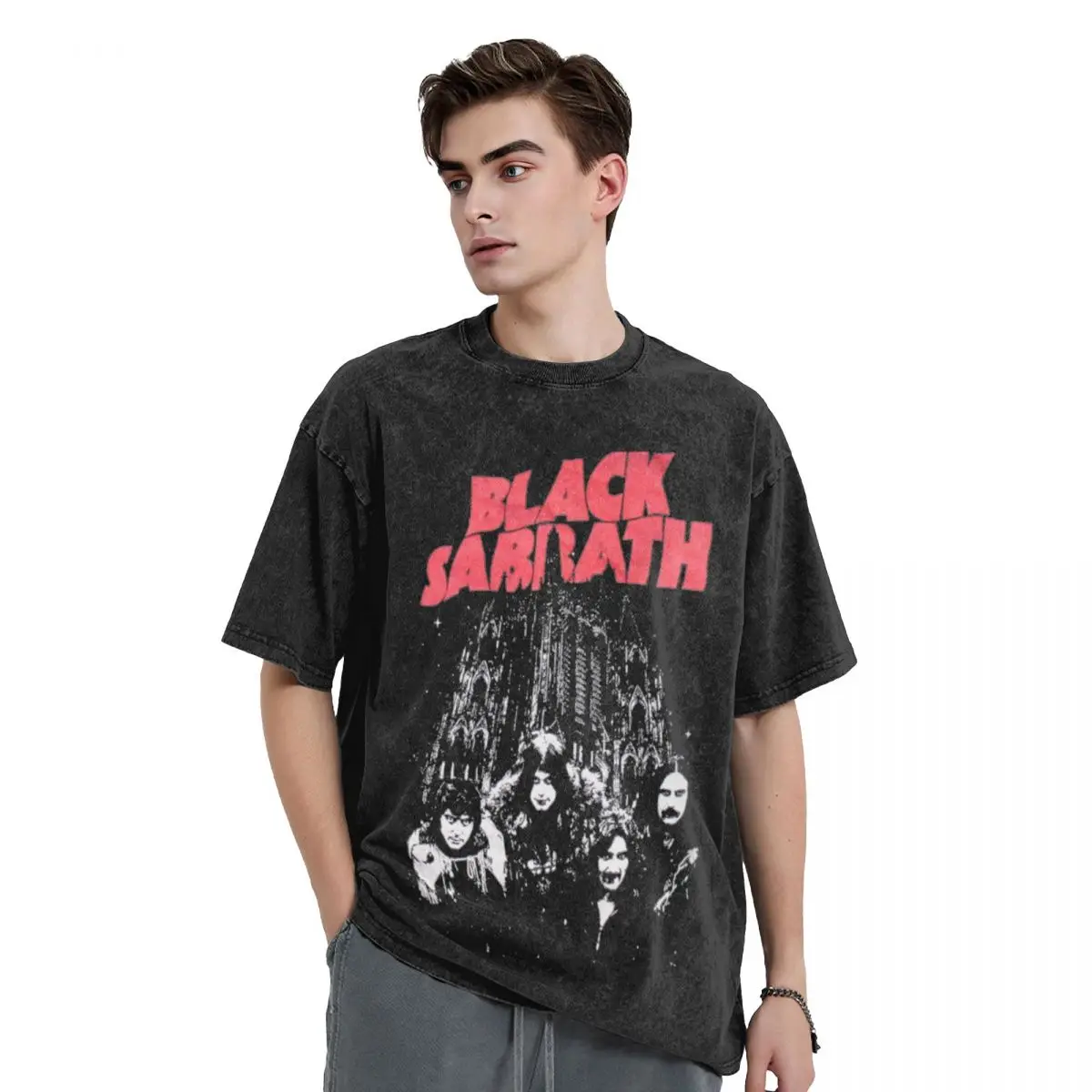 Washed T Shirts Black Sabbathes Metal Music Hip Hop Novelty T-Shirt Oversize Streetwear Cotton Graphic Tops Tops Tees Men Women