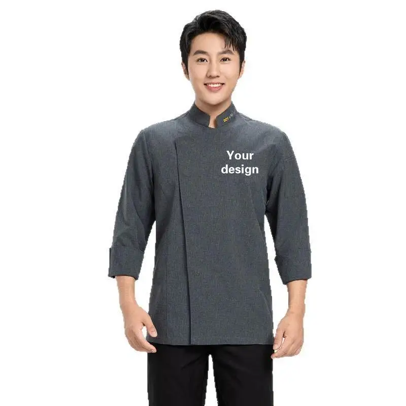 Custom Professional Kitchen Jacket Print Logo Personalized Design Pattern Restaurant Catering Services Work Clothes Cook Coat