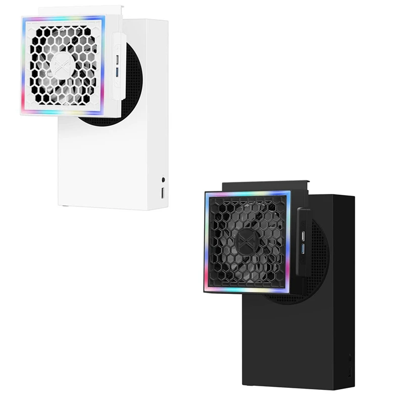 1 PCS LED Cooling Fan 3 Gears Adjustable 5V 2.4A Cooling Fan Lights 7 Lighting For  Series S Modes Gaming Part Black