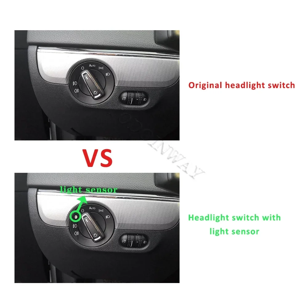 Sensor Modul Sakelar Kontrol Lampu Kabut Lampu Depan Otomatis Lampu Latar Hijau untuk Skoda Octavia 3 4 Superb Yeti 2008 2014 Aksesori