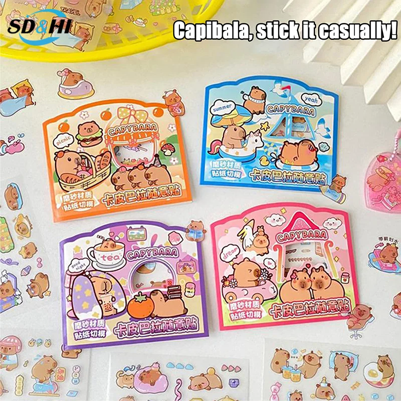 3Sheets Transparent Kawaii Anime Capybara Sticker Cartoon Waterproof Capybara DIY Handbook Decoration Children Stickers Gifts