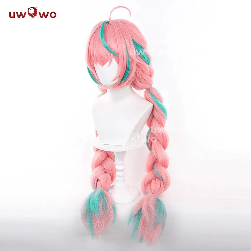 

zizi 2025 UWOWO Game Genshin Impact Varesa Cosplay Wig With Ponytail Long Pink and Green Hair