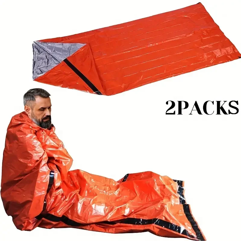 Outdoor Waterproof Emergency Survival Sleeping Bag Portable Edc Camping Gear Thermal Sack First Aid Rescue Kit Mylar Blanket