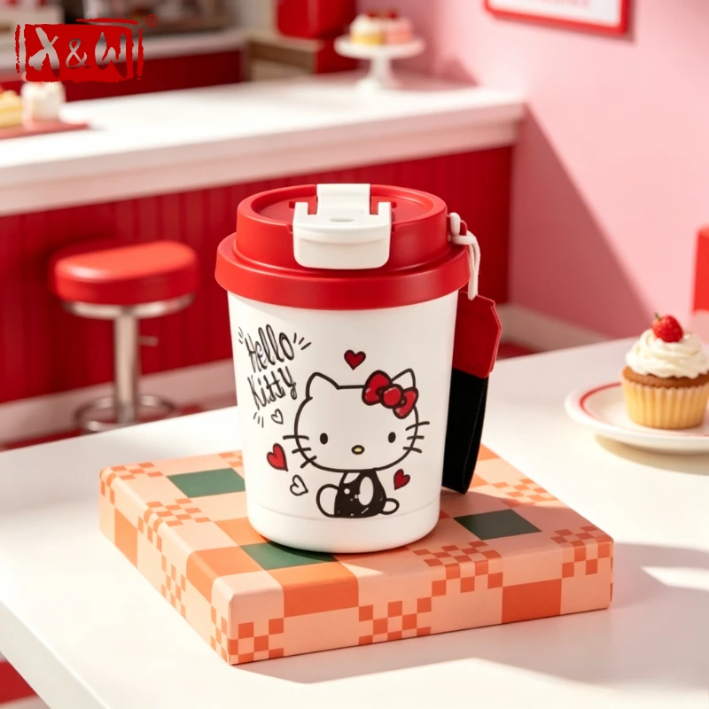 X&W Sanrio 260ml Mini Thermos Cup 316 Stainless Steel Cartoon Coffee Mug Tumbler Portable Outdoor Travel Car Straw Cup Girl Gift