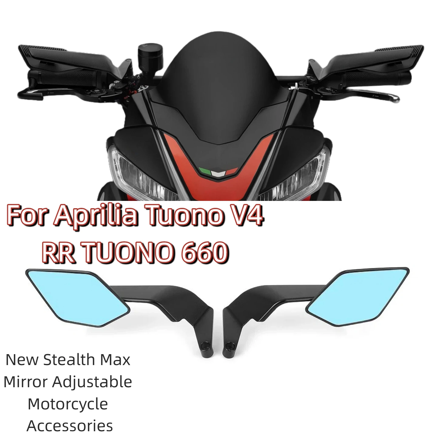Stealth Max Adjustable Side Mirrors For Aprilia Tuono V4 / Tuono 660, New Motorcycle Rearview Racing Mirrors Accessories