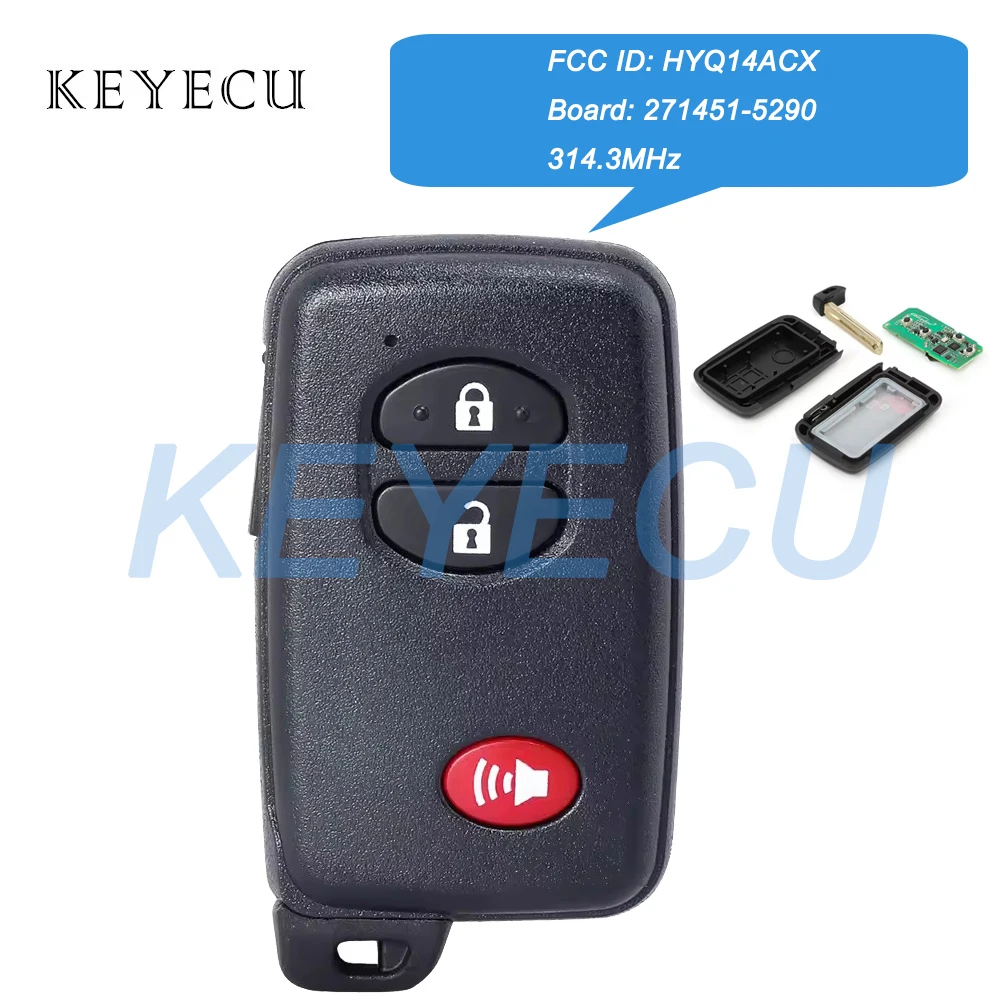 

Keyecu HYQ14ACX 271451-5290 314.3MHz Smart Remote Car Key Fob for Toyota 4Runner Prius C Prius V Venza 2012 2013 2014 2015