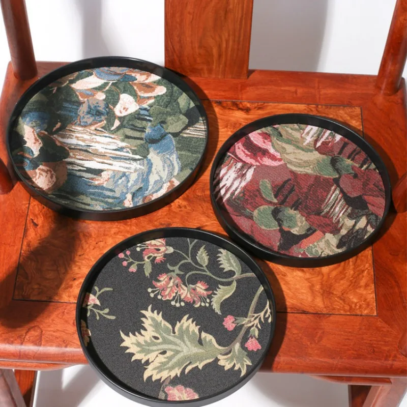 Bandeja Redonda Vintage con Diseño de Pintura al Óleo Real, Organizador para Perfumes, Cosméticos y Joyas, Decoración para el Dormitorio, Regalo Único
