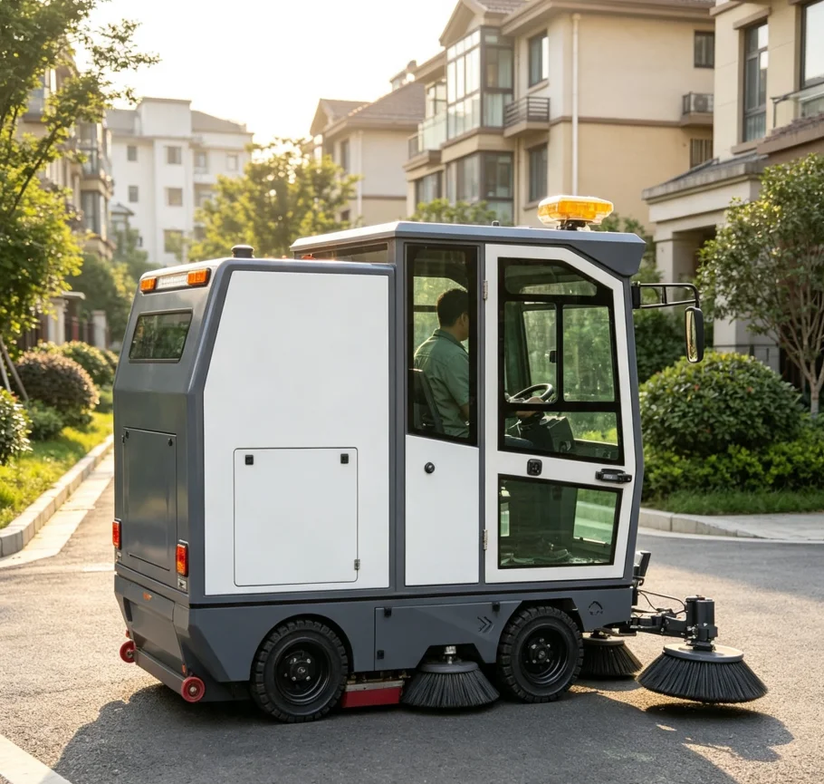 Electric Vacuum Road Street Cleaning Sweeper Industrial Buildings Logistics Centers Car Parks Large Metal