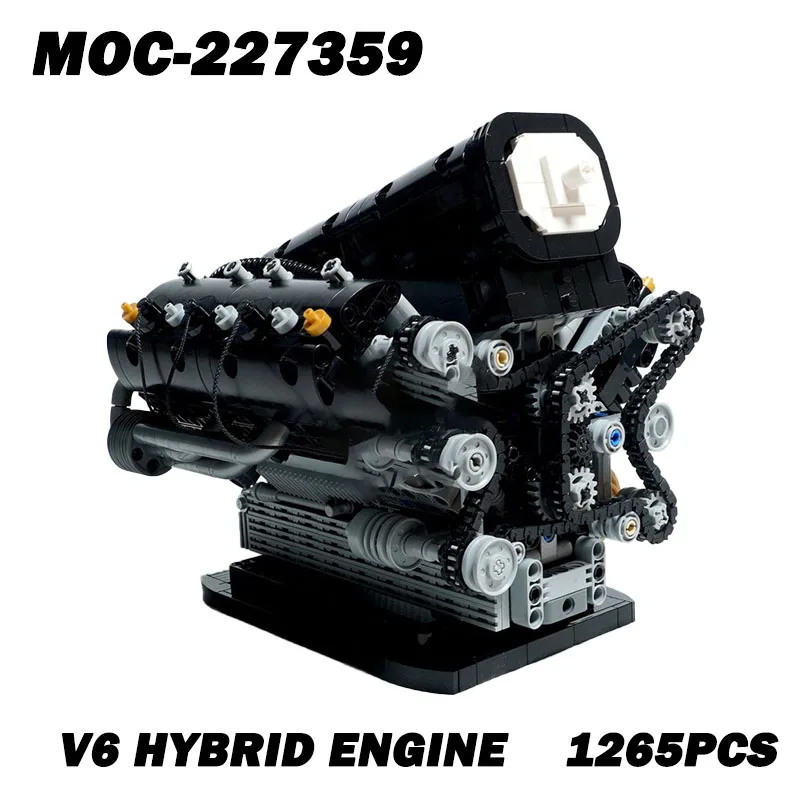 

Moc Technology Mechanical V6 Гибридный двигатель Последовательная модель коробки передач DIY Строительные блоки Кирпич Совместим с Prower Set 1256 шт.