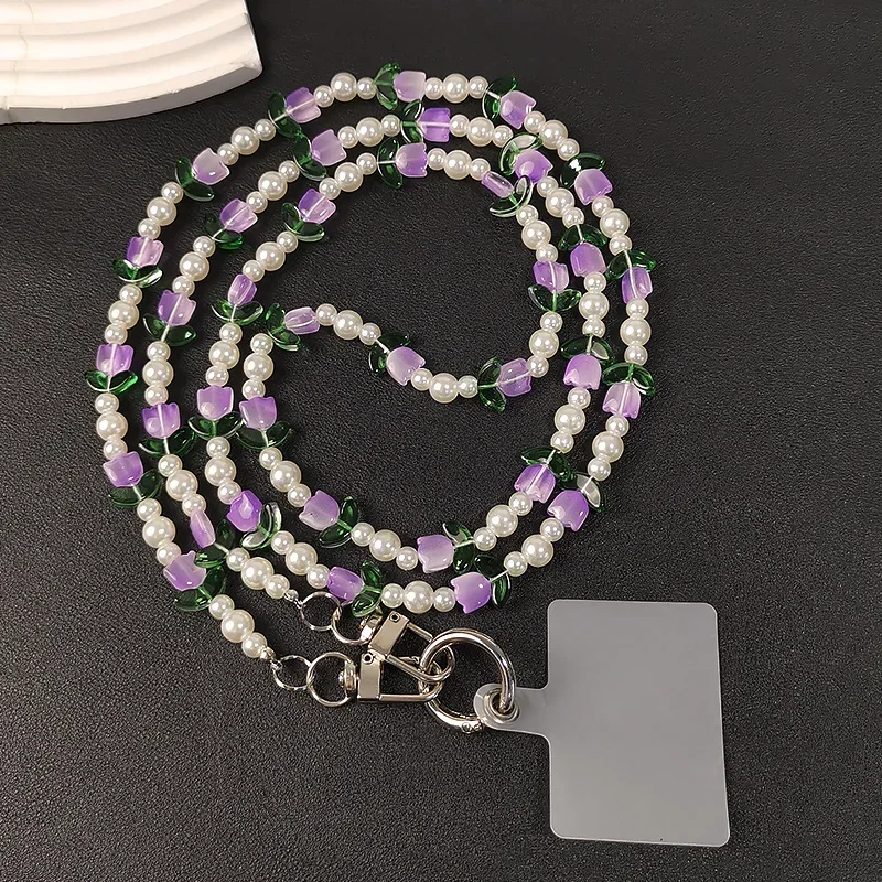 

Женский шнурок с круглыми бусинами и цветами тюльпана