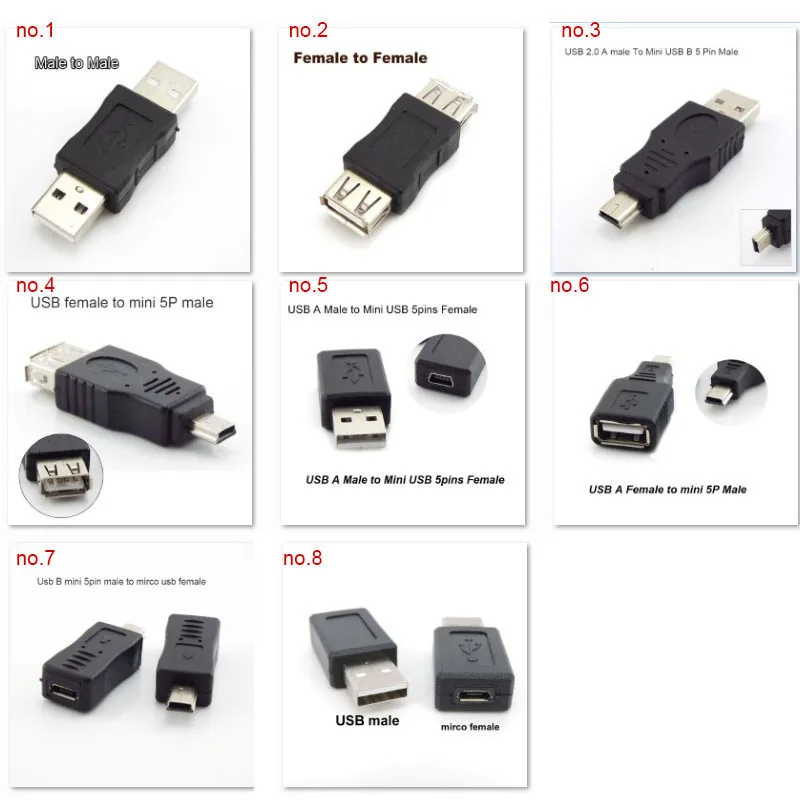 USB 2.0 type A male female to usb B mini 5pin 5p male female to mirco female connector converter cable extension adapter plug o1