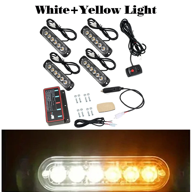 Car Front Grille Strobe Light 12V 24V Emergency Warning Signal Side Lamp Good-quaility Accessories For Truck Trailer SUV image 3