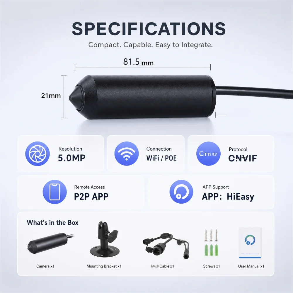 5MP Wifi Remote Motion Detection POE Pin hole Mini IP Bullet Camera Covert CCTV Video Surveillance Vandal-Proof Peephole Audio