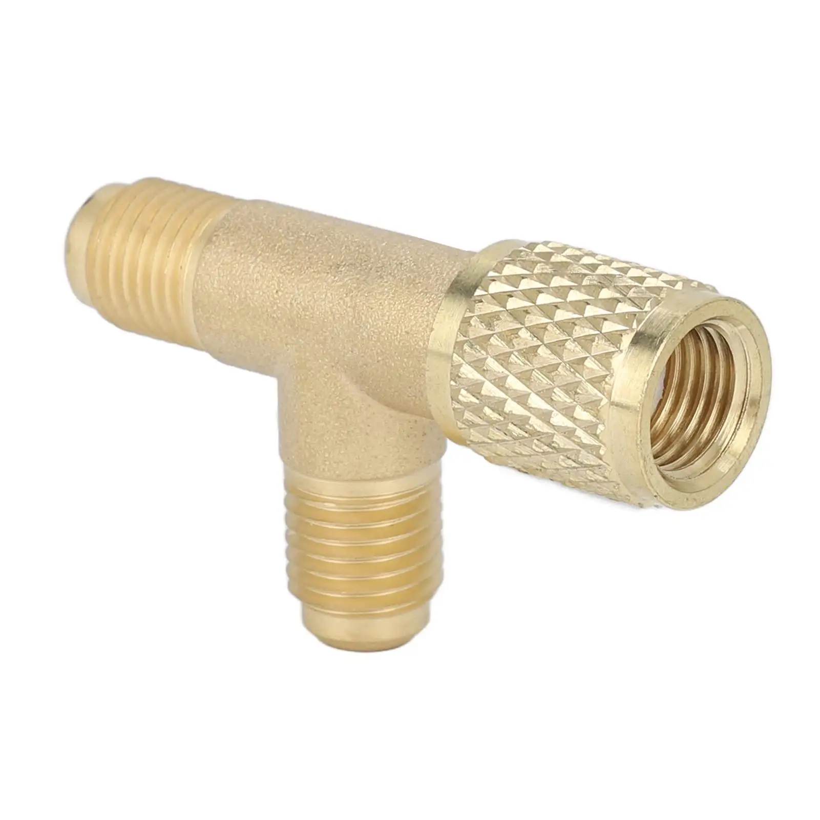 Brass Quick Coupler Tee Adapter w/ Valve Core 1/4in SAE for R12 for r22 R134 Refrigerant Connection