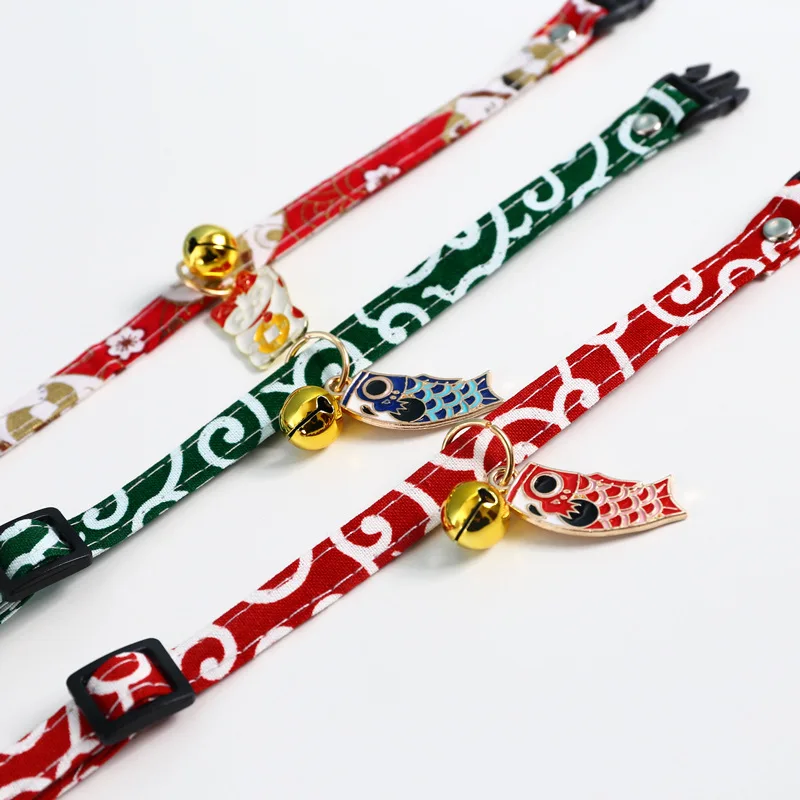 Adjustable Koi Bell Pendant Lucky Cat Collar Japanese Necklace Accessories Pet Supplies view 6
