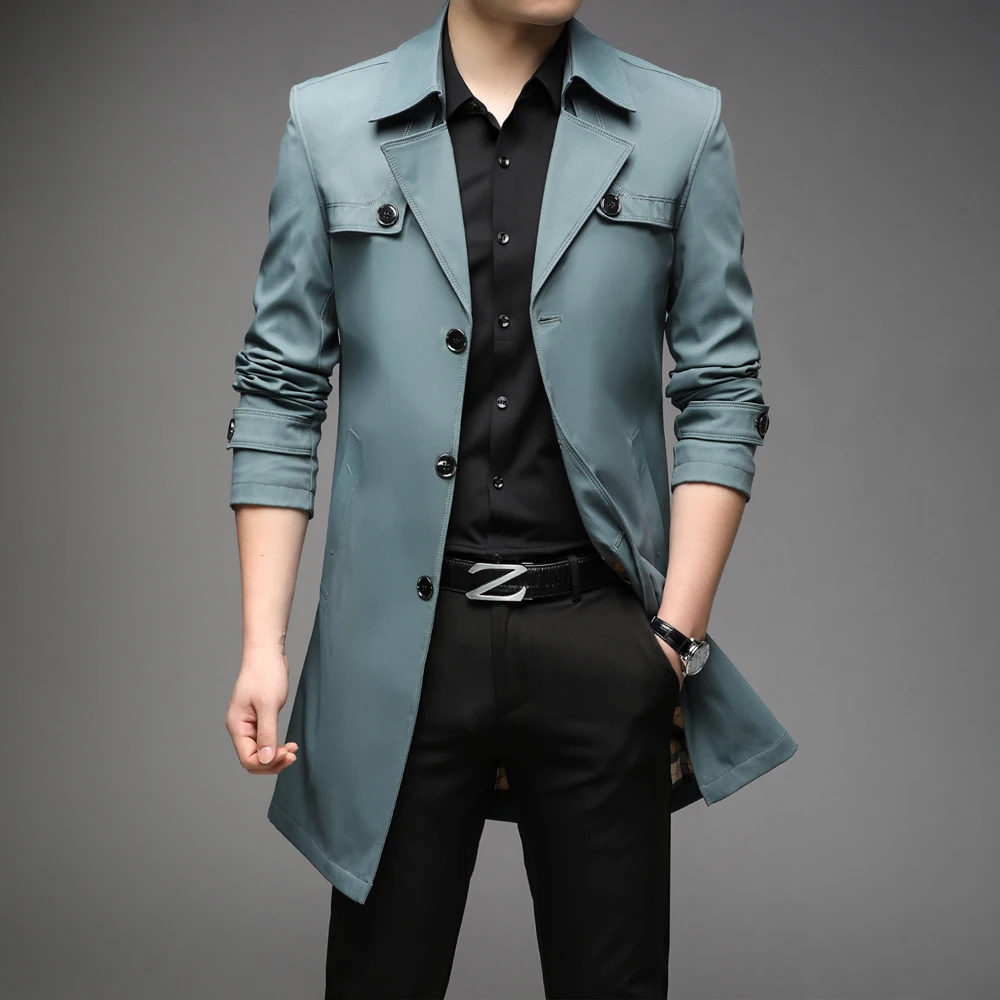 Thoshine Brand Spring Autumn Men Trench Coats Long Superior Quality Male Fashion Jackets Smart Casual Plus Size 6XL