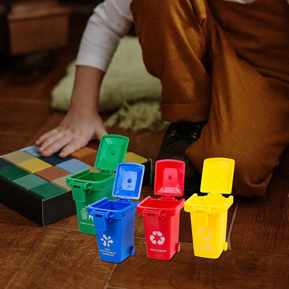 

8 Pcs Flip Lid Sliding Mini Trash Can Desktop Waste Bin Trashcan Office Car Plastic Miniature Garbage Desks Cans