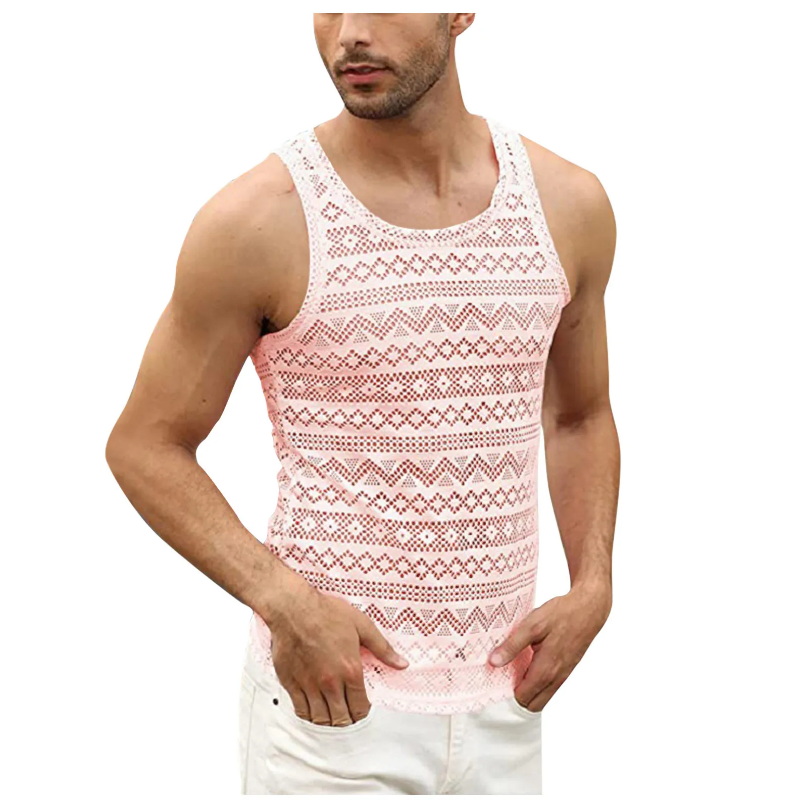

Men Gym Clothes Elegant Casual Vest Men Shirts High Quality Round Neck Sleeveless Summer Printed Men Vest Formal Ropa Hombre
