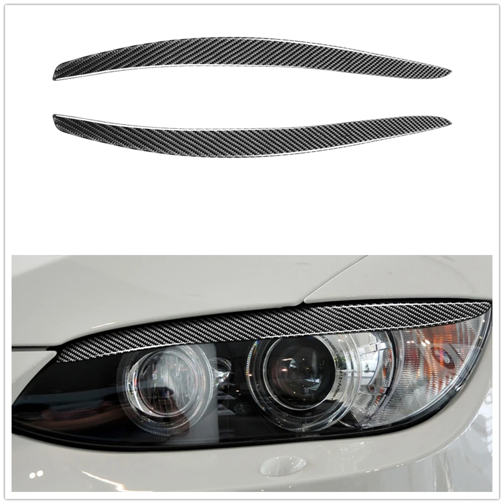 

For 2006-2012 BMW E92 E93 M3 Coupe Front Headlight Eyebrow Trim Carbon Fiber Headlamp Eyelid Head Lamp Light Cover Brow Sticker