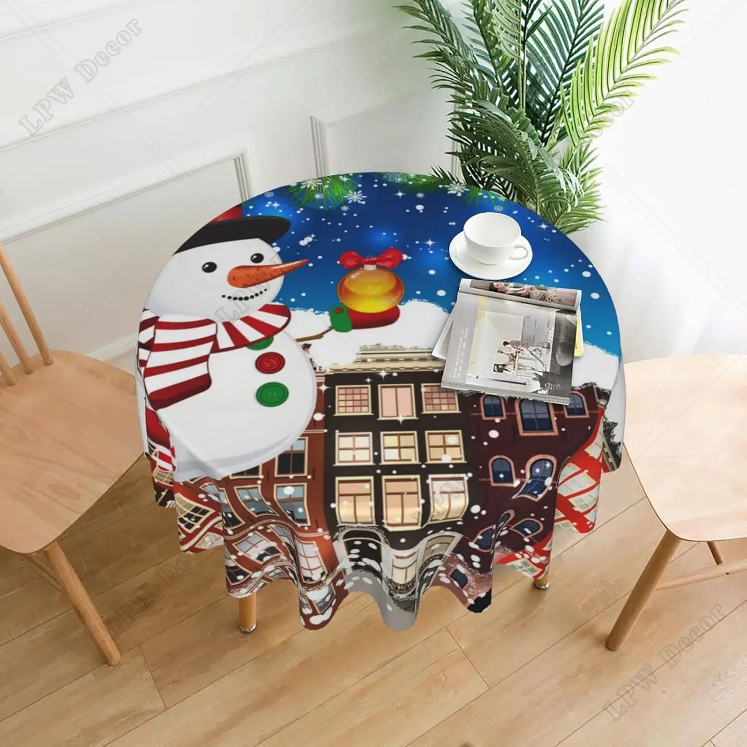 Merry Christmas Tablecloth Snowflakes Table Cloth for Party Decoration Christmas Snowman Themed Tablecloths for Dinner Kitchen