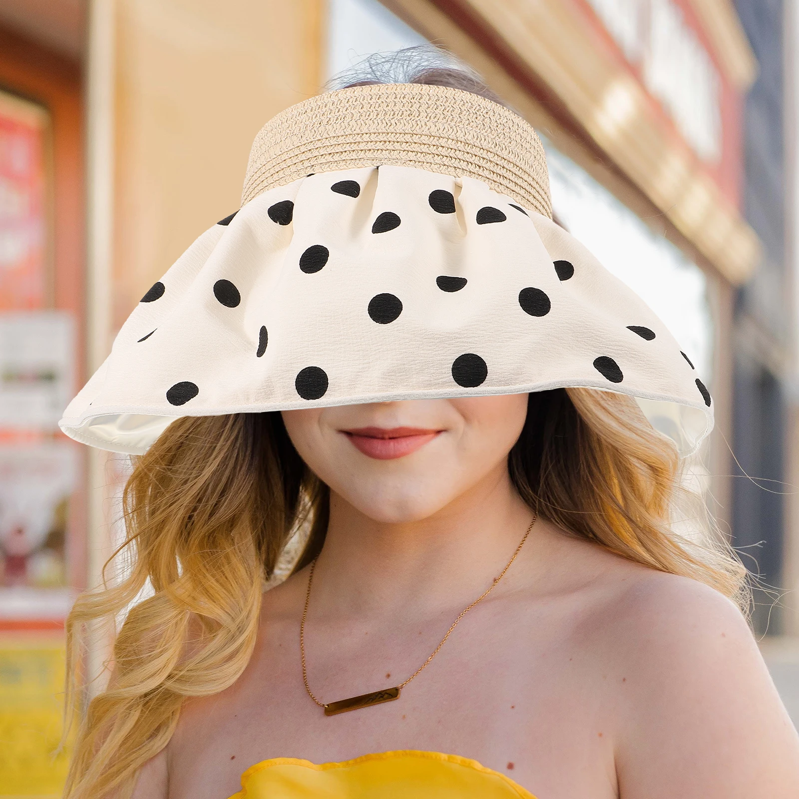 

Foldable Wide Brim Sun Hat for Women Lightweight Portable Beach Vacation Visors for Women Uv Protection