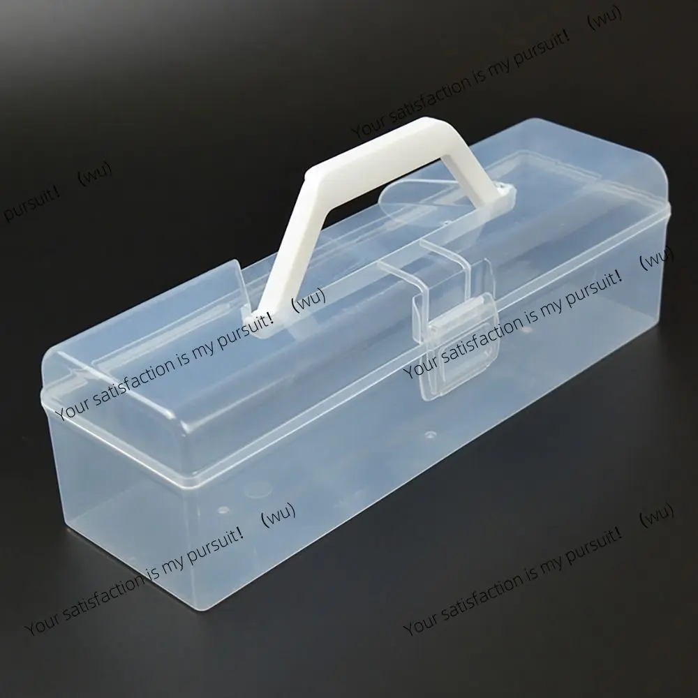 For Useful Plastic Clear Storage Box with Handle Clear Plastic Storage Case Desktop Organizer Marker Pen Storage Holder Students