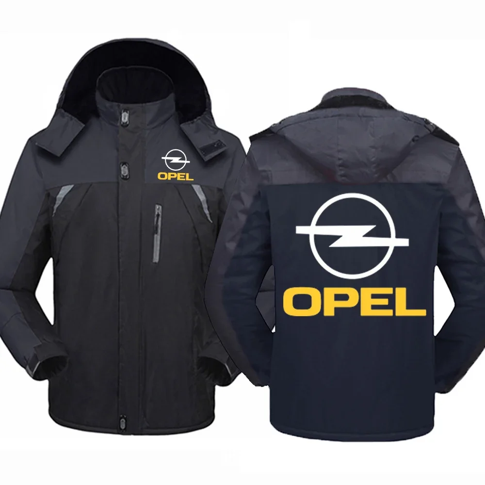 2024 Autumn Winter Men's Opel Logo Print Personality Windbreaker Coat Thickened Cold Prevention Warm Zip Mountaineering Clothing