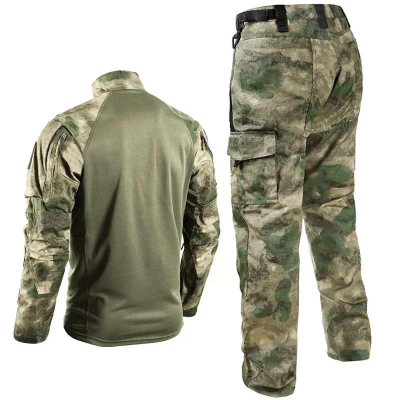 

Men Frog Suits Outdoor Long Sleeve Tshirts Field Sport Army Instructor Clothing Military Hiking Camo Shirts and Cargo Pants