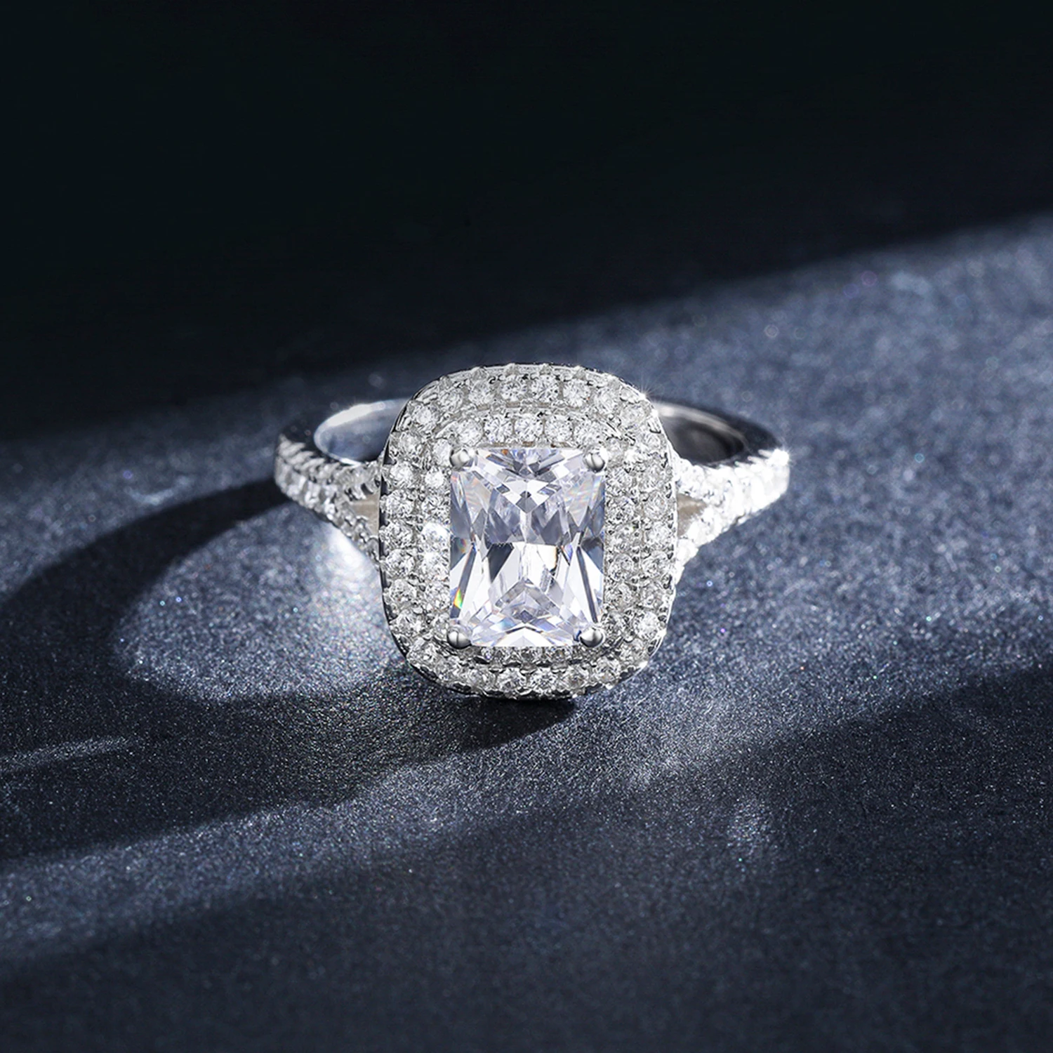 2021 Top quality R&J Brand Bridal 100% Solid 925 Sterling Silver Ring Cake Engagement Wedding Fine rings Jewelry For Women