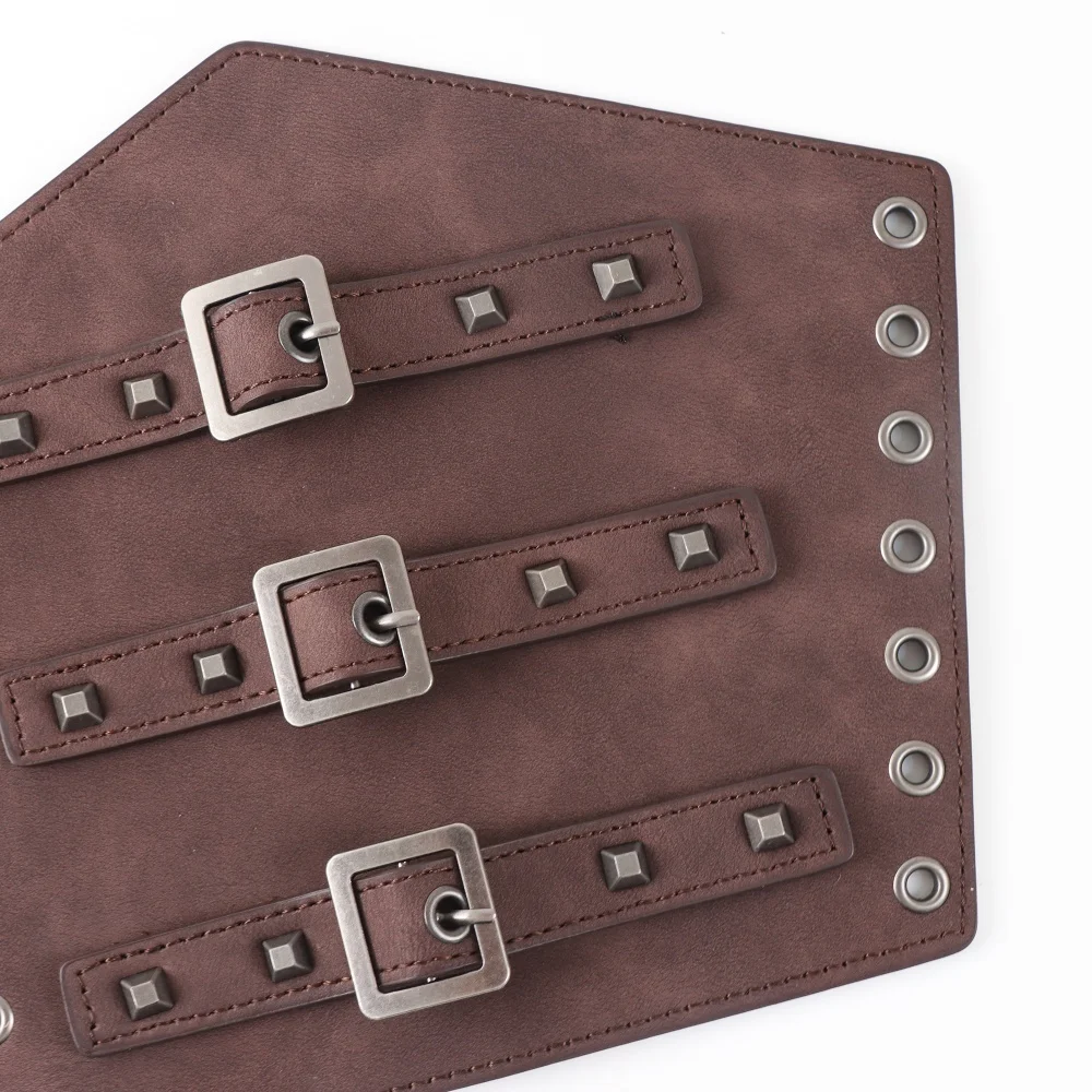 2개 중세 코스프레 PU 가죽 갑옷 팔 보호대 레이스업 남성 해적 기사 건틀렛 손목 보호대 스팀펑크 액세서리