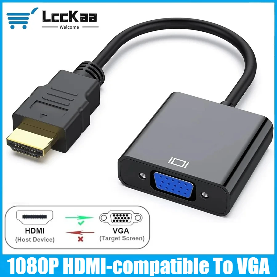 

1080P HDMI-compatible To VGA Cable Adapter HDMI-compatible Male To VGA Female Video Converter for PC Laptop TV Projector Monitor