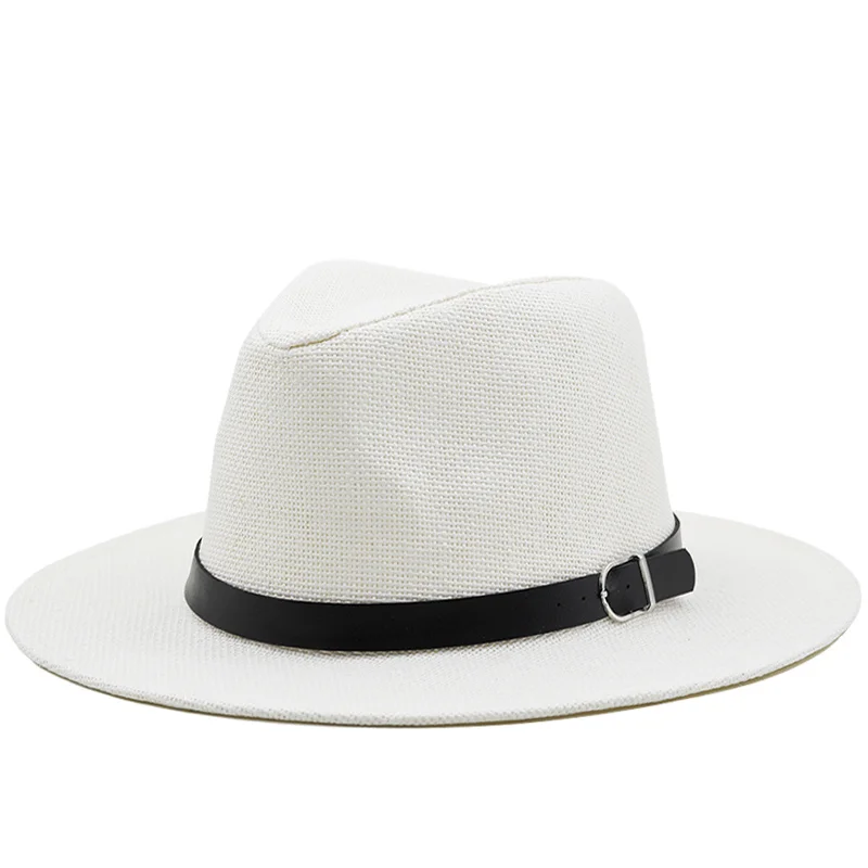 

Straw Women Men New Summer Sun Hat With Wide Brim Panama Hat For Girl Beach Fedora hat Jazz Hat Size 56-58CM