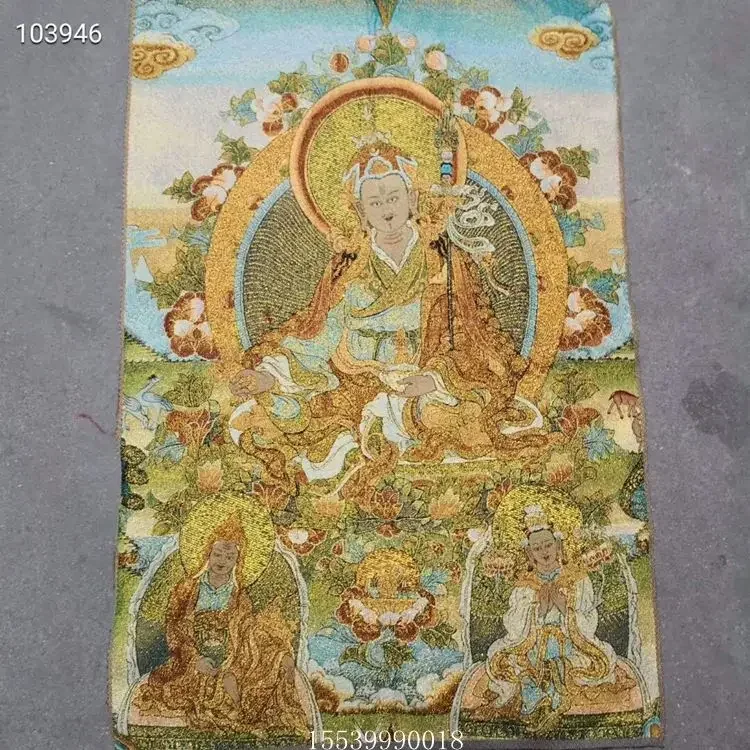 Elaborate Antique Thangka Old Gold Large Buddha Art Painting Mandala
