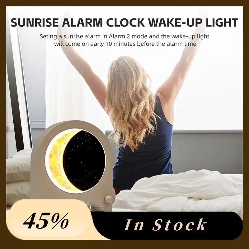 

A78K New Alarm Clock Sunrise Wake Up Light, Night Lamp Clocks For Bedrooms With Meteors Lights, Dual Alarm Clock