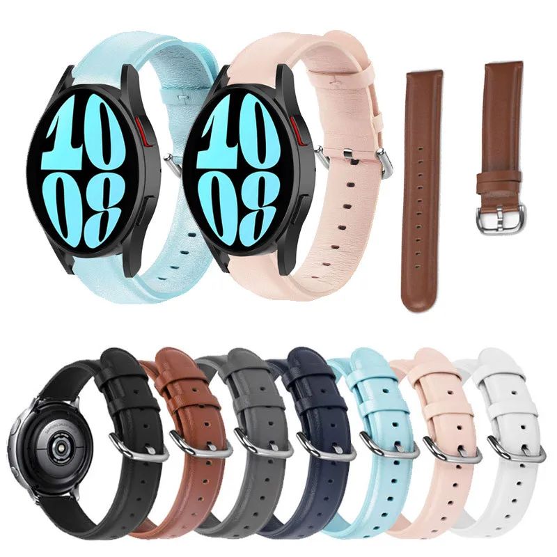 20 22 мм браслет из мягкой кожи для Samsung Galaxy Watch Active 2 Watch 3 4 5 6 Classic 7 FE 40 44 42 46 41 45 43 47 мм S3