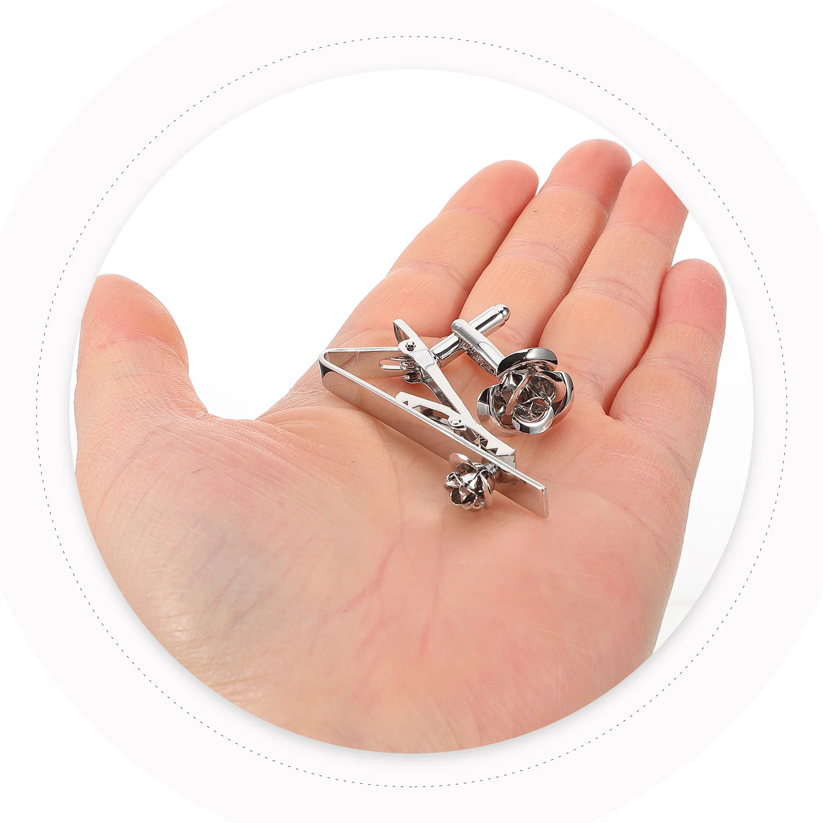 

1Set Cufflinks Tie Clip Durable Sturdy Suit Accessories Business Wedding Formal Men Tie Clip Cufflink Set