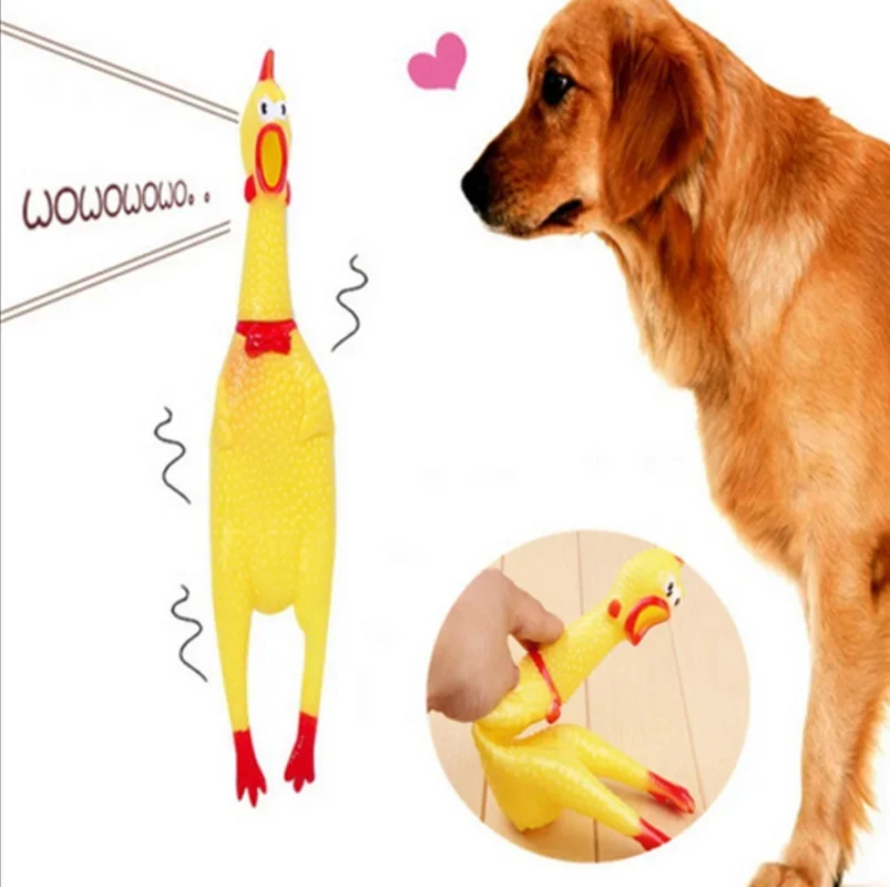 Pets Dog Squeak Toys Screaming Chicken Squeeze Sound Toy for Dogs Super Durable Funny Yellow Rubber Chicken Chew Toy Small Size