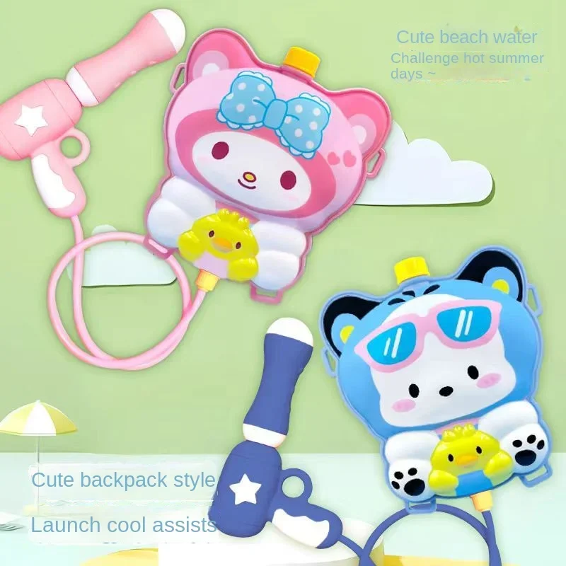 Sanrios Kuromi Cinnamoroll Pochacco My Melody plecak dla dzieci pistolet na wodę letnia zabawa walka w wodzie chłopcy dziewczęta typ wysuwany