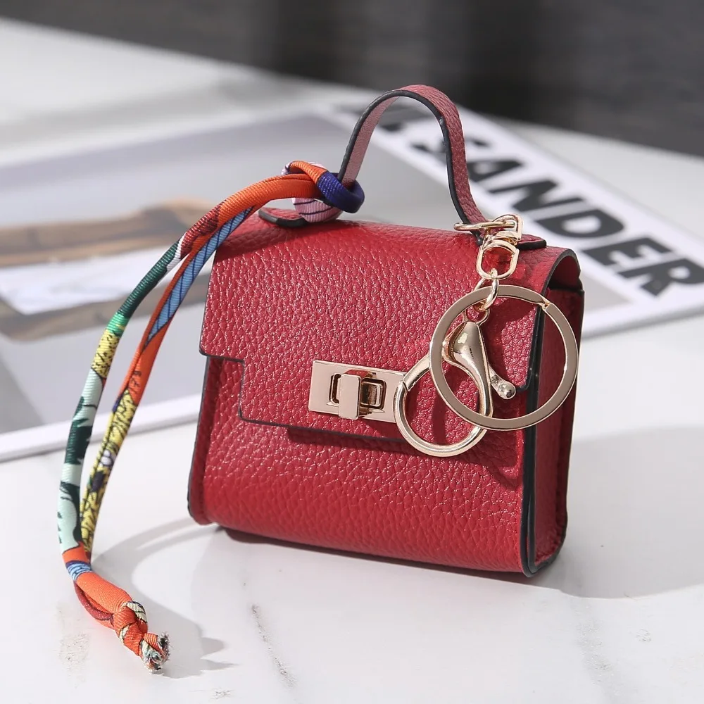 Lipstick Bag Mini Luxury Headphone Bag Coin Purse Key Ring Leather Coin Bag Leather Pendant Mini Handbag Keychain Girls Gift