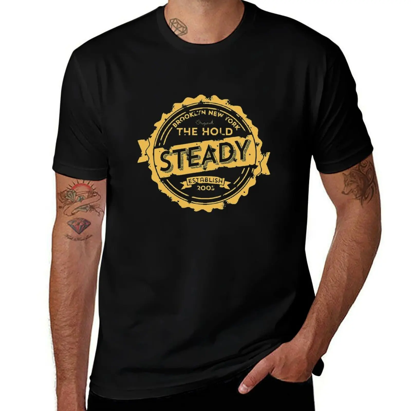 T-shirt décontracté imprimé avec motif artistique Hold Steady