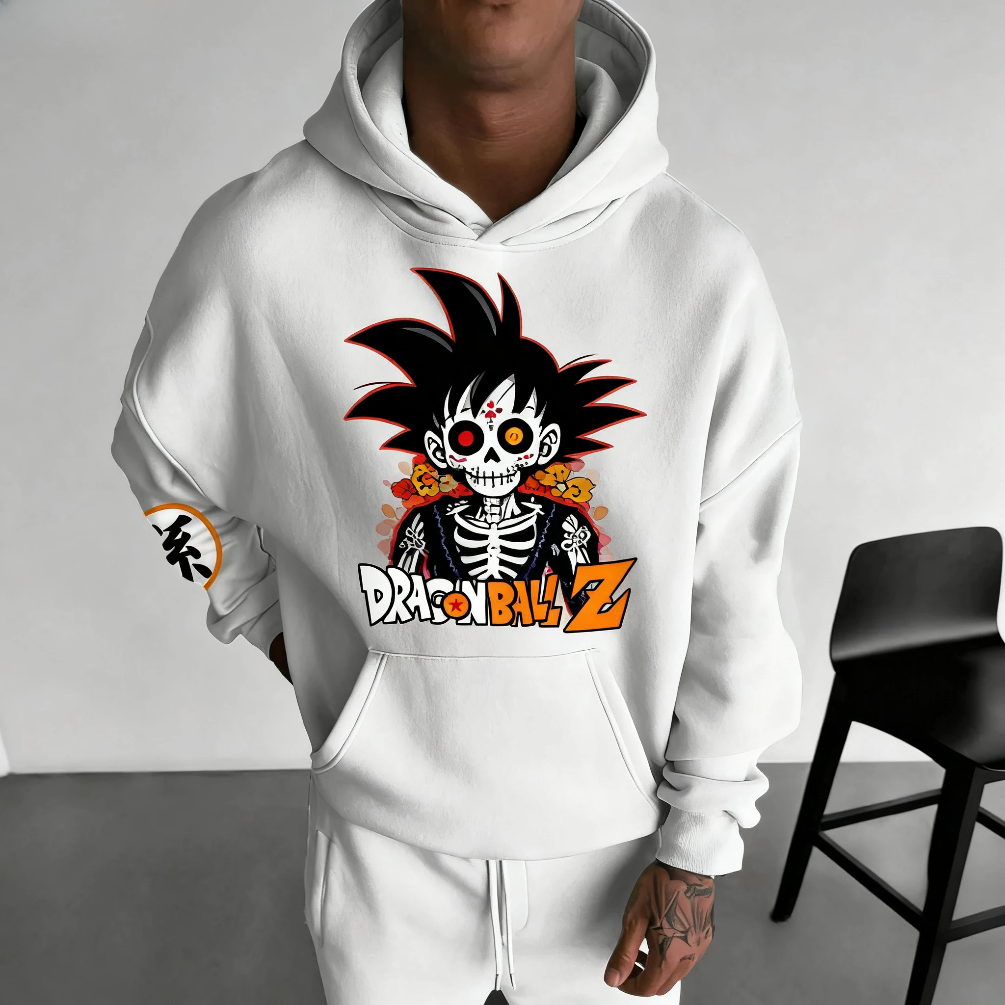 Bandai Skull Wukong Wufan Wutian Felpa con cappuccio da esterno autunno e inverno stampata da uomo e da donna Top caldo ampio di grandi dimensioni