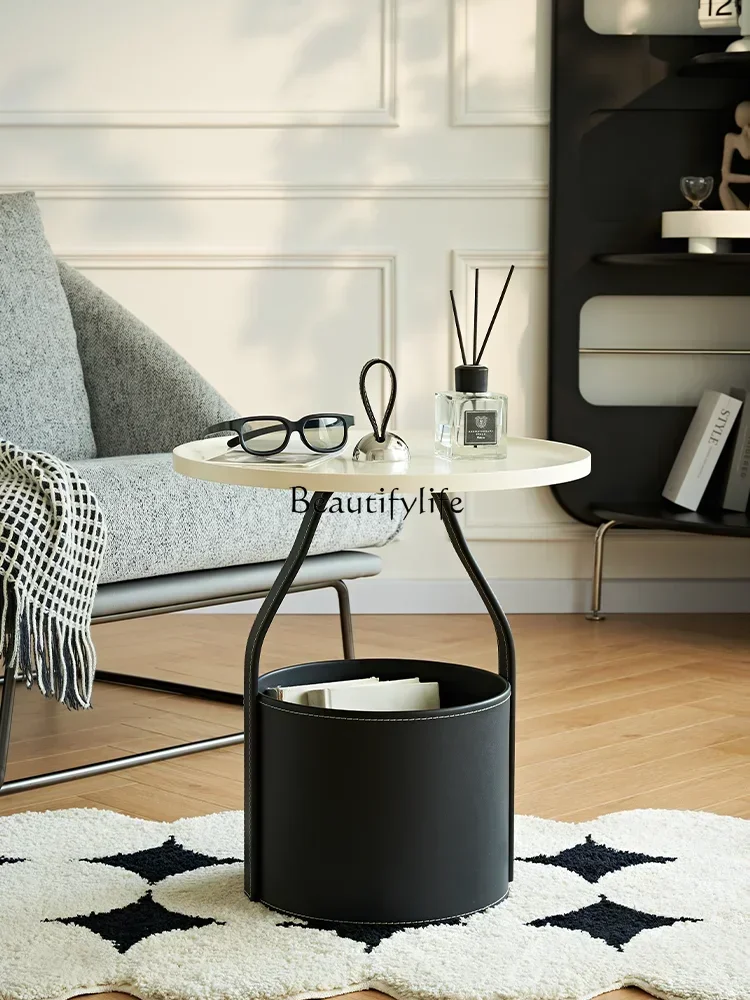 Sofa small round coffee table mobile bedside bedroom living room balcony designer hand carry storage corner table