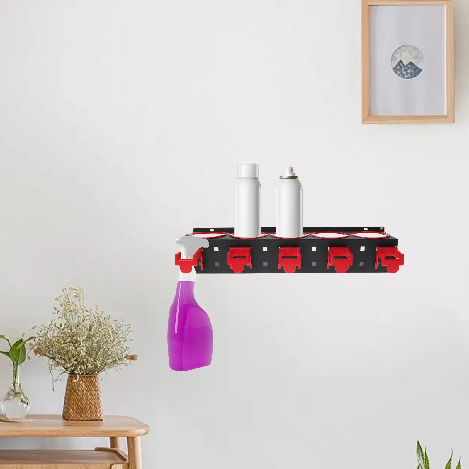

Spray Bottle Holder Rack for Home Car Detailing Shop Wall Mount Organize Cans Storage Solution