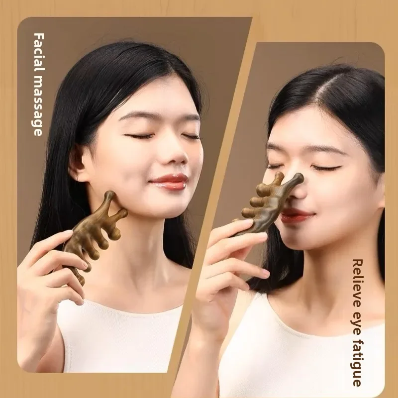Peine de masaje para terapia de madera, masajeador Gua Sha para el cuero cabelludo, diente ancho de sándalo Facial Natural, masaje corporal raspado Guasha